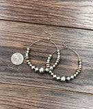 Handmade Silver Navajo Bead Hoop Earrings