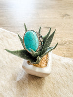 Oval Turq Stone Cactus Ring