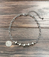 Handmade Silver Chain & Navajo Bead Necklace