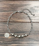 Handmade Silver Chain & Navajo Bead Necklace