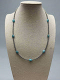 3mm Sterling Silver Pearls & High-Grade Oval Turquoise - 21 inch
