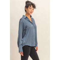 Takin' The Slow Ride Satin Button Up Top