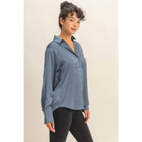 Takin' The Slow Ride Satin Button Up Top