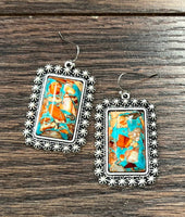 Rectangular Gemstone Earrings