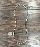 5 Cluster Handmade Silver Navajo Bead Necklace