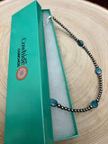 4mm & 5mm Sterling Pearl Turquoise Choker  - 15 inch