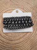 Faux Sterling Pearl Western Stretch Bracelet Set — 5-Piece Silver Stack