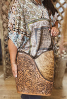 Tooled & Cowhide Satchel