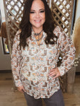 Boho Boots Mesh Collared Top