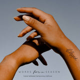 Blessed Calligraphy Temp Tattoo | Skin and Hat Tattoo