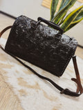 Large Black Tooled Trunk Bag