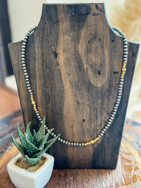 5mm Graduated Navajo Pearl & Gold Necklace