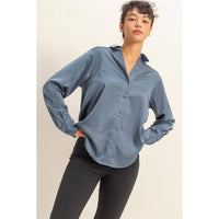 Takin' The Slow Ride Satin Button Up Top