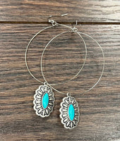 Concho Turquoise Hoop Earrings