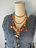 5mm Sterling Pearl and Spiny Oyster necklace - 18 Inch