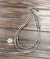 5 Cluster Double Chain Handmade Silver Navajo Necklace