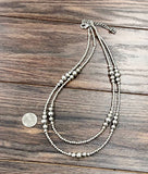 5 Cluster Double Chain Handmade Silver Navajo Necklace