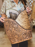Tooled & Cowhide Satchel