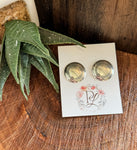 Large Etched Button Stud Earrings