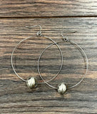 Handmade Silver Navajo Bead Hoop Earrings