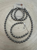 6mm and 3mm Sterling Silver Pearls choker necklace - 14 inch choker