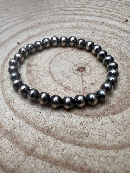 6mm - Sterling Pearl Stretch Bracelet