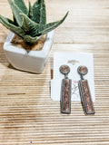 Tooled Metal Bar Earrings