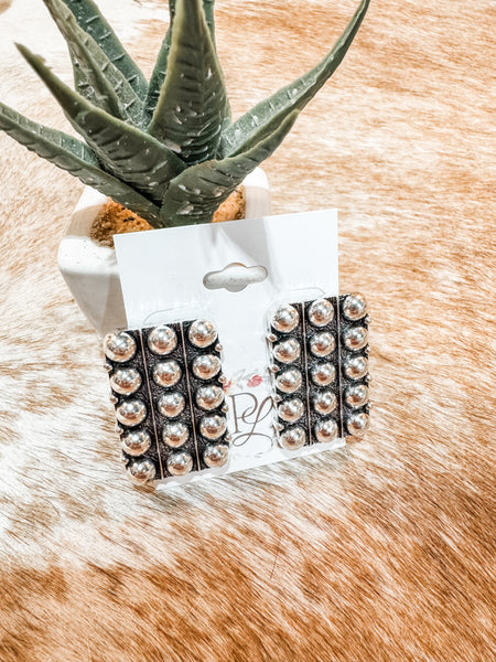 Bubble Rectangle Stud Earrings