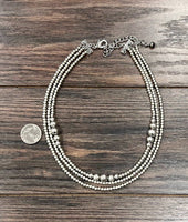 Triple Chain Cluster Handmade Silver Navajo Necklace