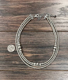 Triple Chain Cluster Handmade Silver Navajo Necklace