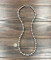 Large Single Strand Handmade Silver Navajo Necklace