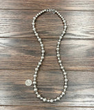 Large Single Strand Handmade Silver Navajo Necklace