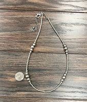 4 Cluster Handmade Silver Navajo Bead Necklace