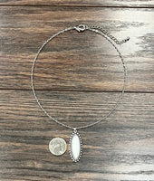 Oval White Turquoise Chain Necklace