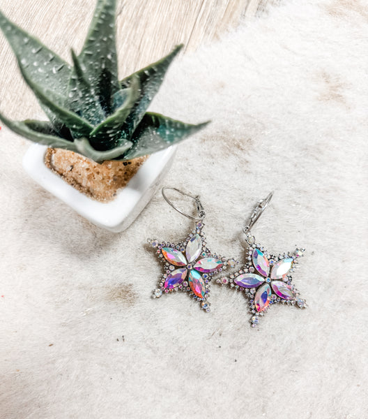 Large AB Crystal Star Earrings
