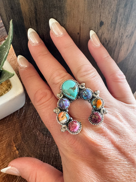 Lucky Horseshoe Multi Stone Ring