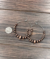 Handmade Copper Navajo Bead Hoop Earrings