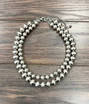 Handmade Silver Navajo Bead Necklace
