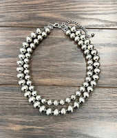 Handmade Silver Navajo Bead Necklace