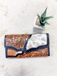 Scalloped Leather & Cowhide Wallet