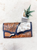 Scalloped Leather & Cowhide Wallet