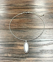 Oval White Turquoise Chain Necklace