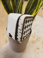 Small B&W Checkered White Cowhide Jewelry Box