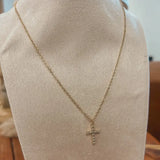 Small Gold Crystal Cross Necklace