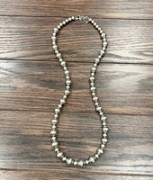 Large Single Strand Handmade Silver Navajo Necklace