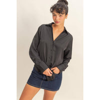 Takin' The Slow Ride Satin Button Up Top