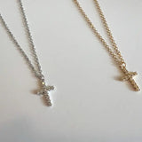 Small Gold Crystal Cross Necklace