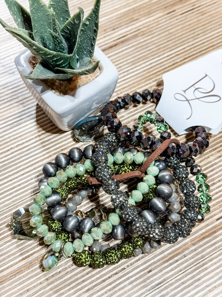 Green Taupe Bracelet Stack