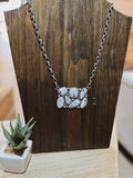Large Rectangle Cluster Stone Chain Necklace