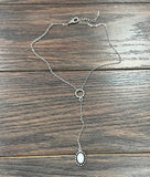 Oval White Turquoise Y-Necklace